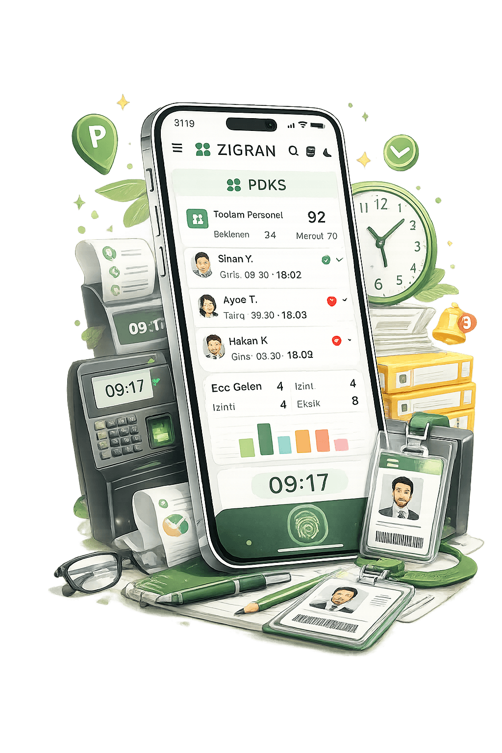 Zigran İK ve PDKS — mobil mesai takibi, QR giriş ve personel yönetimi
